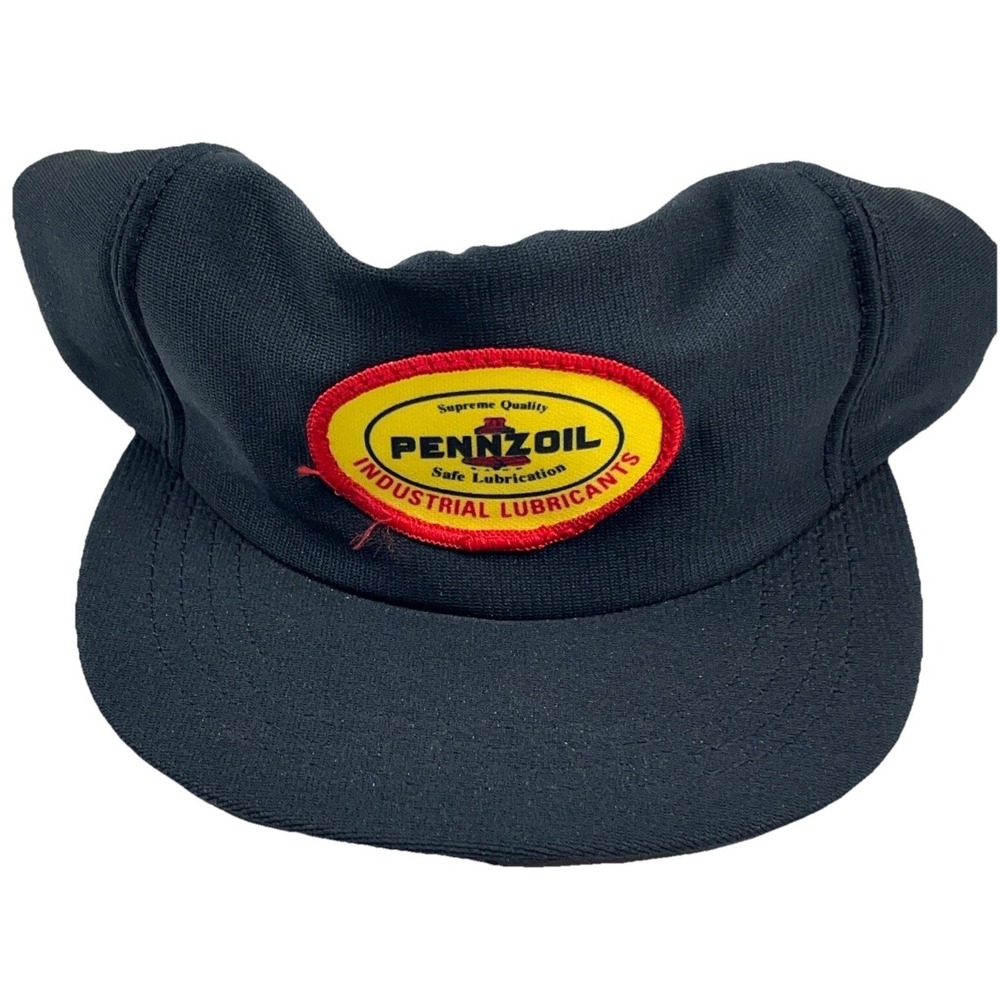 Vintage Pennzoil Trucker Hat‎ Cap Snap Back Patch 80s 90s Oil Gas Garage Black